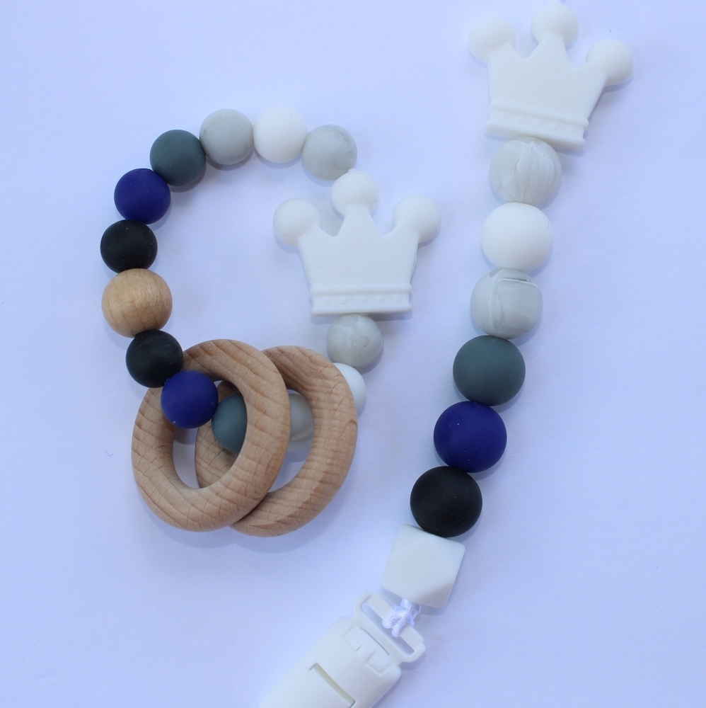 Baby Neutral Pacifier Clip & Teether set - Picture 1 of 5